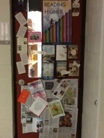 English teacher door...a wide rang of reading complete with motivational poster!
