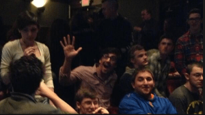 Seniors at intermission watching Hamlet at Yale Rep